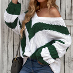 Black Color Block Drop Shoulder Oversize Sweater