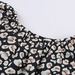 Khaki V-neck Short Sleeve Fashion Print Fantasy Fluttering Blouse