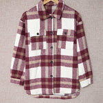 Brown Plaid Print Pocket Women Shacket