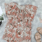 Khaki V-neck Short Sleeve Fashion Print Fantasy Fluttering Blouse