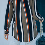 Red Blue Striped Modern Women Shirt