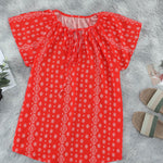 Khaki V-neck Short Sleeve Fashion Print Fantasy Fluttering Blouse