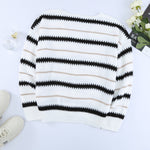 Apricot V Neck Stripes Colorblock Button Cardigan