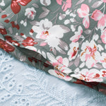 Khaki V-neck Short Sleeve Fashion Print Fantasy Fluttering Blouse