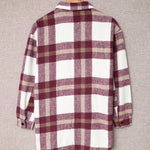 Brown Plaid Print Pocket Women Shacket