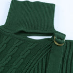Black Strapped Cut out Shoulder Turtleneck Sweater