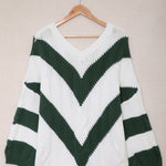 Black Color Block Drop Shoulder Oversize Sweater
