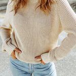 Blue Cool Breeze Cotton Cold Shoulder Sweater
