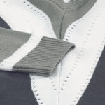 Khaki Striped Colorblock V Neck Knitted Sweater