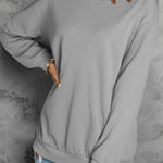 Black Crew Neck Ribbed Oversized Sweatshirt