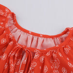 Khaki V-neck Short Sleeve Fashion Print Fantasy Fluttering Blouse