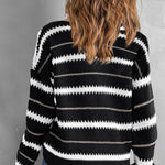 Apricot V Neck Stripes Colorblock Button Cardigan