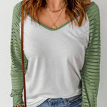 Leopard Print Patchwork Mesh Long Sleeve Top