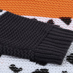 Orange Turtleneck Splicing Chunky Knit Pullover Sweater