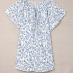 Khaki V-neck Short Sleeve Fashion Print Fantasy Fluttering Blouse