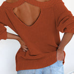 Blue Cool Breeze Cotton Cold Shoulder Sweater