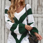 Black Color Block Drop Shoulder Oversize Sweater