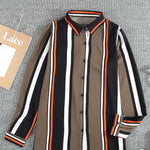 Red Blue Striped Modern Women Shirt