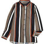 Red Blue Striped Modern Women Shirt