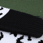 Orange Turtleneck Splicing Chunky Knit Pullover Sweater