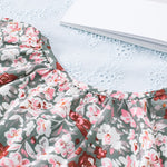 Khaki V-neck Short Sleeve Fashion Print Fantasy Fluttering Blouse