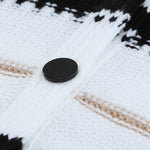 Apricot V Neck Stripes Colorblock Button Cardigan