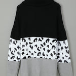 Orange Turtleneck Splicing Chunky Knit Pullover Sweater