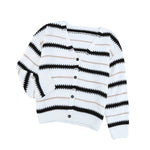 Apricot V Neck Stripes Colorblock Button Cardigan