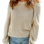 Blue Cool Breeze Cotton Cold Shoulder Sweater