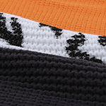 Orange Turtleneck Splicing Chunky Knit Pullover Sweater