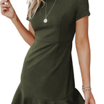 Tassel Ruffle Short Sleeve Mini Dress