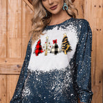 Navy Tie-dyed Crew Neck Pullover Sweatshirt