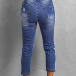 Fading Distressed Holes Crop Jeans