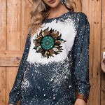 Navy Tie-dyed Crew Neck Pullover Sweatshirt