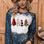 Navy Tie-dyed Crew Neck Pullover Sweatshirt