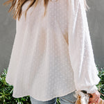Swiss Dot Balloon Sleeve Blouse