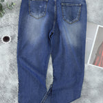 Fading Distressed Holes Crop Jeans
