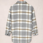 Brown Plaid Print Pocket Women Shacket