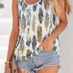 Multicolor Aztec Feather Tank Top