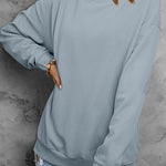 Black Crew Neck Ribbed Oversized Sweatshirt