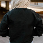 Letter Desert Hat Print Long Sleeve Black Sweatshirt