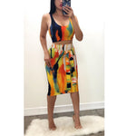 Summer Sexy Graceful  Women Tie-Dye Slip Dress Set Two-Piece Nightclub Set