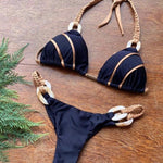 Halter swimsuit female High cut bathing suit Triangle bikini set 2020 Fashion bathers Patchwork swimwear women Micro biquini new