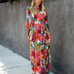 Large Flower Beach Cover-up Vacation Sun Protection Shirt Robe Dress Bikini Blouse