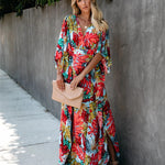 Large Flower Beach Cover-up Vacation Sun Protection Shirt Robe Dress Bikini Blouse