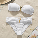 White woman swimsuit Summer beach sexy bikini set