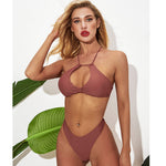New Pure Color Bikini Swimsuit Set Women Sexy Bikini