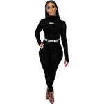 Women Shaping Tight Letter Printing Suit Two-Piece Set