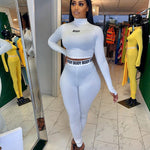 Women Shaping Tight Letter Printing Suit Two-Piece Set