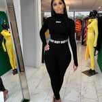 Women Shaping Tight Letter Printing Suit Two-Piece Set